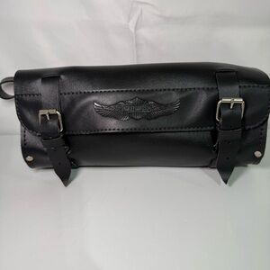 Harley-Davidson Leather Motorcycle Tool Bag Handlebar Fork Roll Black Biker